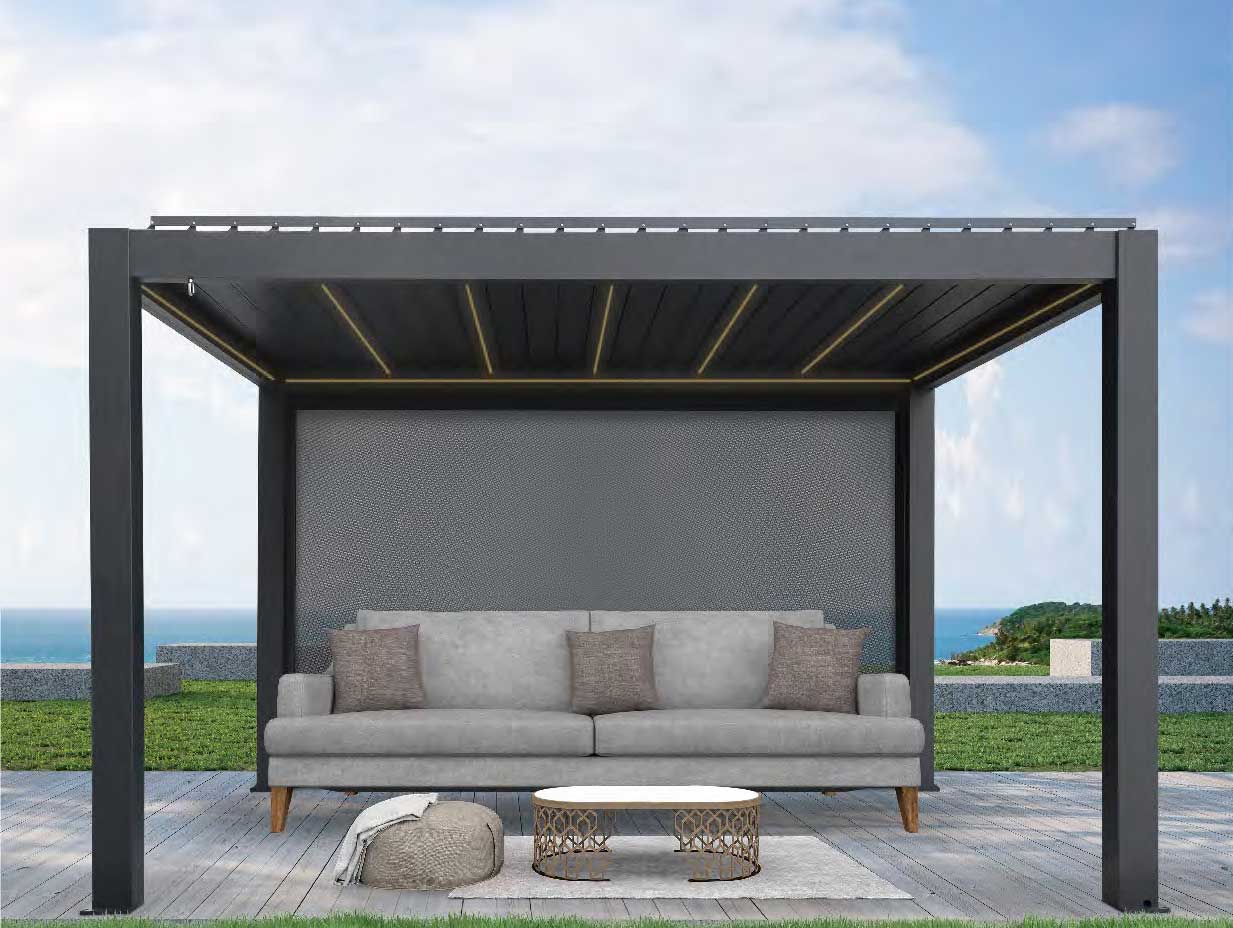 ศาลา iPer Innovative Pergola รุ่น i304025M ขนาด 3x4x2.5 เมตร โครงอะลูมิเนียมหลังคาบานเกล็ด
